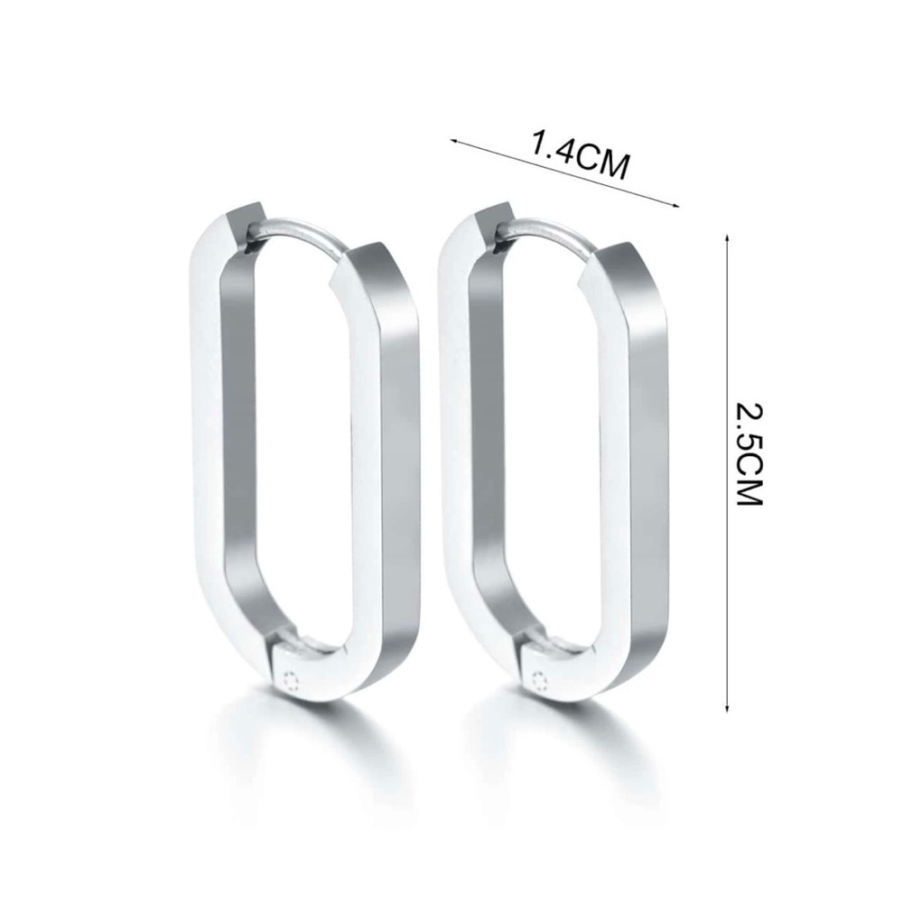 Modern Silver Hoop Earrings - Picture 3 of 3